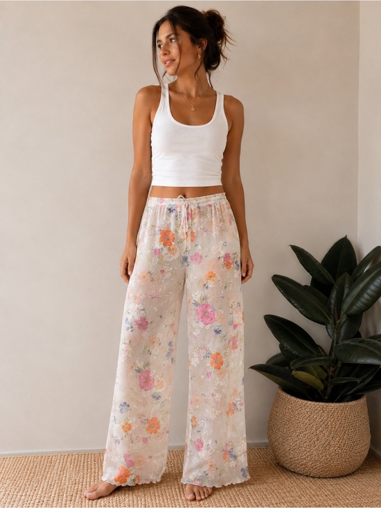 Victoria's Secret Pants - VTG Victoria’s Secret Floral Mesh Lounge/ Cover up Women’s Medium Sheer Y2K